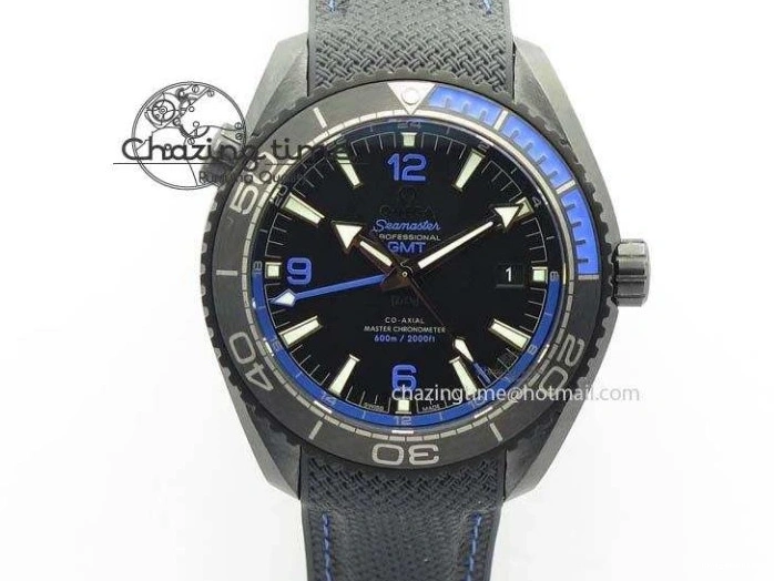 0317 Unique Planet Ocean 45mm Real Ceramic Blue BP-Maker Best Edition Black Dial On Nylon Rubber Strap A 8184
